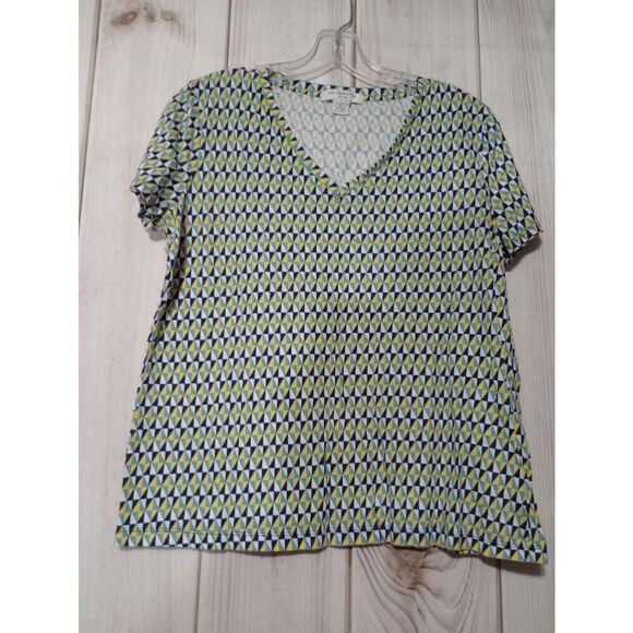 Croft & Barrow Geometric Print V-Neck Short Sleeve Casual Top - Picture 1 of 8